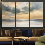 45544-MGV-CV-36X24-Ocean Sunset Wall Art – Serene Seascape Canvas Print with Golden Sky and Calm Water, Coastal Beach Artwork for Living Room,