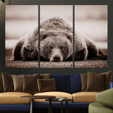 20611-MGV-CV-36X24-Grizzly Bear Wall Art – Majestic Wildlife Sepia Canvas Print, Rustic Nature Animal Artwork for Cabin, Lodge, Living Room, Bedroom,