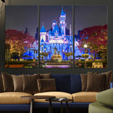 66710-MGV-CV-36X24-Enchanted Castle Wall Art – Magical Night Scene Canvas Print with Glowing Lights, Fantasy Architecture Artwork for Living Room,