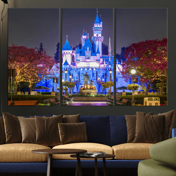 66710-MGV-CV-36X24-Enchanted Castle Wall Art – Magical Night Scene Canvas Print with Glowing Lights, Fantasy Architecture Artwork for Living Room,