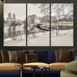 60292-MGV-CV-36X24-Central Park Winter Wall Art – Snowy Bow Bridge Canvas Print, Scenic New York City Landscape Photography for Living Room, Bedroom