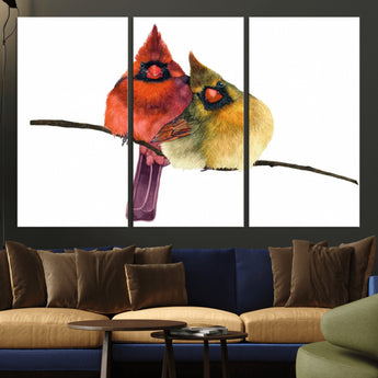 67752-MGV-CV-36X24-Cardinal Couple Wall Art – Male and Female Cardinal Canvas Print, Romantic Bird Artwork for Nature Lovers, Living Room, Bedroom,