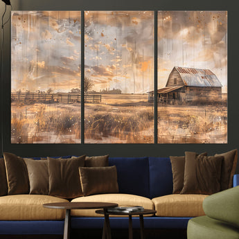 FARM2-MGV-CV-36X24-Rustic Farmhouse Wall Art Canvas Print, Framed Old Barn Art Picture Print, Southwestern Farmhouse Perfect Rustic Decor Artwork