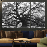 81655611-MGV-CV-36X24-Ancient Oak Wall Art Canvas Print, Framed Twisted Branches Art Picture Print, Gnarled Tree Perfect Moody Nature Decor Artwork
