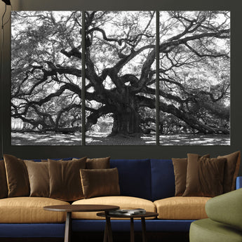 81655611-MGV-CV-36X24-Ancient Oak Wall Art Canvas Print, Framed Twisted Branches Art Picture Print, Gnarled Tree Perfect Moody Nature Decor Artwork