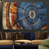 82059233-MGV-CV-36X24-Rustic Tree Ring Wall Art – Natural Wood Texture Canvas Print, Framed Abstract Tree Stump for Farmhouse, Log Cabin, Wooden House