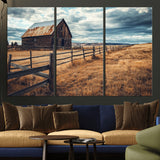 69356982-MGV-CV-36X24-Old Barn Wall Art Canvas Print, Framed Rustic Fence Art Picture Print, Wooden Farmhouse Perfect Rustic Farmhouse Decor Artwork