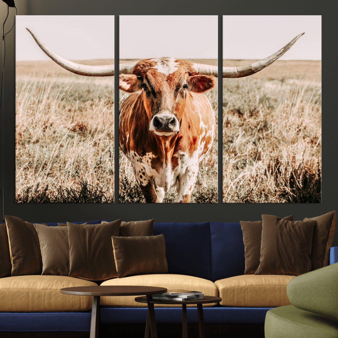54986862-MGV-CV-36X24-Majestic Longhorn Wall Art – Canvas Print of Graceful Strength & Bold Spirit, Wild Plains Beauty Nature Inspired Rustic Decor for