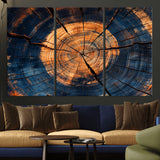 18975622-MGV-CV-36X24-Burnt Wood Wall Art Canvas Print, Framed Aged Timber Art Picture Print, Rustic Tree Slice Perfect Rustic Decor Artwork for Home,