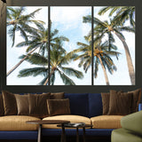 87247012-MGV-CV-36X24-Skyward Palm Trees Wall Art Canvas Print, Framed Tropical Sky Art Picture Print, Coconut Palm Perfect Tropical Skyview Decor