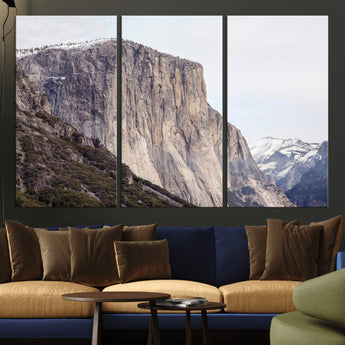 74506434-MGV-CV-36X24-El Capitan Wall Art Canvas Print, Framed Yosemite Cliff Art Picture Print, Sierra Nevada Perfect Sierra Minimalism Decor Artwork