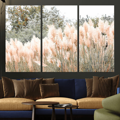 21826392-MGV-CV-36X24-Pampas Grass Wall Art Canvas Print, Framed Soft Pampas Art Picture Print, Pastel Grasses Perfect Soft Neutral Boho Decor Artwork