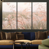 79164340-MGV-CV-36X24-Pastel Grasses Wall Art Canvas Print, Framed Soft Meadow Art Picture Print, Field in Breeze Perfect Pastel Minimal Decor Artwork