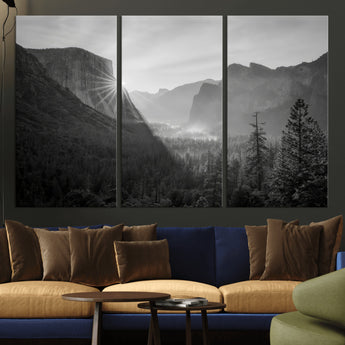 39278955-MGV-CV-36X24-Yosemite Valley Wall Art Canvas Print, Framed El Capitan Art Picture Print, Misty Mountain Perfect Modern Rustic Decor Artwork