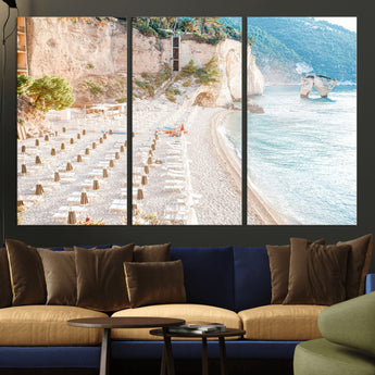 84816639-MGV-CV-36X24-Mediterranean Beach Wall Art Canvas Print, Framed Airy Coastal Art Picture Print, Summer Shore Perfect Coastal Retreat Decor