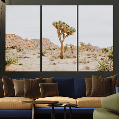 67109959-MGV-CV-36X24-Joshua Tree Wall Art Canvas Print, Framed Neutral Desert Art Picture Print, Earthy Landscape Perfect Neutral Boho Decor Artwork