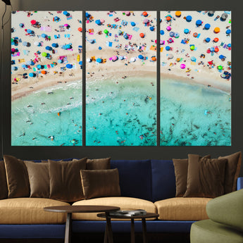 76172085-MGV-CV-36X24-Tropical Shoreline Wall Art Canvas Print, Framed Beach Relaxing Art Picture Print, Aerial Summer Perfect Coastal Vibrant Decor