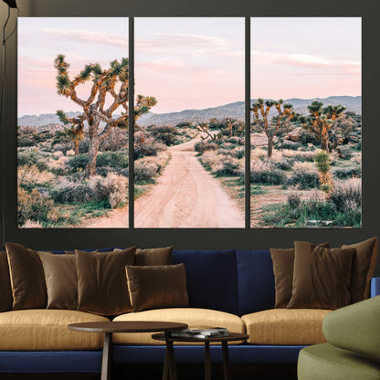 12540952-MGV-CV-36X24-Joshua Tree Park Wall Art Canvas Print, Framed Desert Road Art Picture Print, Sunset Drive Perfect Southwestern Boho Decor Artwork