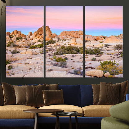 96167137-MGV-CV-36X24-Vibrant Sunset Sky Wall Art Canvas Print, Framed Joshua Tree Art Picture Print, Rugged Terrain Perfect Southwestern Boho Decor