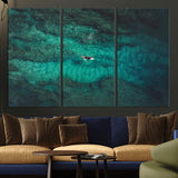 93287752-MGV-CV-36X24-Ocean Surf Wall Art Canvas Print, Framed Blue Waters Art Picture Print, Vibrant Seascape Perfect Coastal Adventure Decor Artwork