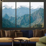 79393816-MGV-CV-36X24-Misty Mountain Wall Art Canvas Print, Framed Cloudy Andean Art Picture Print, Rugged Mountain Perfect Rustic Nature Decor Artwork