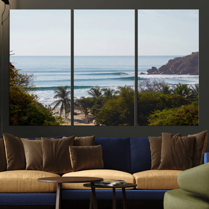 88336640-MGV-CV-36X24-Tropical Beach Scene Wall Art Canvas Print, Framed Coastal Photography Art Picture Print, Ocean Horizon Art Perfect Coastal Boho