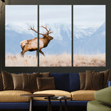 96024025-MGV-CV-36X24-Elk Photography Wall Art Canvas Print, Framed Mountain Wildlife Art Picture Print, Rustic Lodge Decor Perfect Rustic Lodge Decor