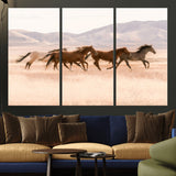 83644685-MGV-CV-36X24-Wild Horse Art Wall Art Canvas Print, Framed Rustic Western Art Picture Print, Desert Horse Scene Perfect Rustic Western Decor