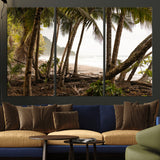 92093951-MGV-CV-36X24-Tropical Jungle Wall Art Canvas Print, Framed Palm Tree Forest Art Picture Print, Coastal Escape Perfect Jungle Retreat Decor