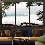 50382104-MGV-CV-36X24-Tropical Surf Wall Art Canvas Print, Framed Palm Tree View Art Picture Print, Beach House Art Perfect Boho Coastal Decor Artwork