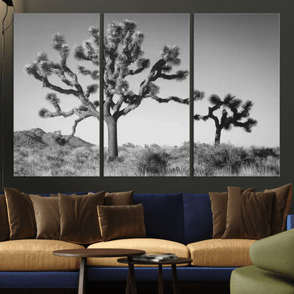 50975475-MGV-CV-36X24-Joshua Tree Art Wall Art Canvas Print, Framed Desert Tree Print Art Picture Print, Black White Nature Perfect Southwestern Boho