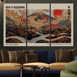 77970791-MGV-CV-36X24-Mount Fuji Golden Abstract Wall Art – Japanese Landscape Canvas Poster, Cherry Blossom & Red Sun Painting, Elegant Zen Oriental