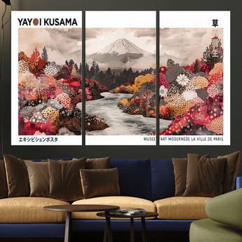 32352074-MGV-CV-36X24-Japanese Landscape Wall Art – Mount Fuji River Canvas Print, Modern Asian Inspired Nature Decor for Living Room, Bedroom, Office