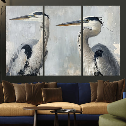 19427826-MGV-CV-36X24-Bird Canvas Decor Wall Art Canvas Print, Framed Coastal Bird Pair Art Picture Print, Minimalist Wildlife Wall Perfect Coastal