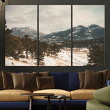 77311749-MGV-CV-36X24-Mountain Landscape Wall Art Canvas Print, Framed Snowy Peaks Art Picture Print, Alpine Aesthetic Perfect Rustic Winter Decor