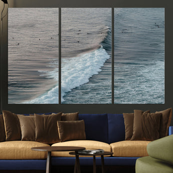 23077324-MGV-CV-36X24-Ocean Waves Wall Art Canvas Print, Framed Coastal Serenity Art Picture Print, Surf Aesthetic Perfect Modern Coastal Decor Artwork