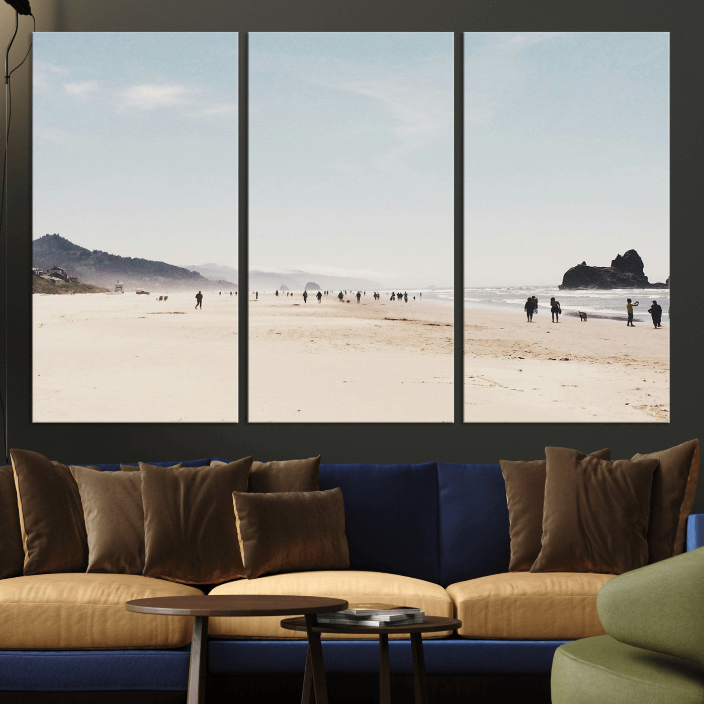 28307820-MGV-CV-36X24-Minimalist Beach Wall Art Canvas Print, Framed Coastal Serenity Art Picture Print, Soft Sand Perfect Modern Coastal Decor Artwork