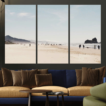 28307820-MGV-CV-36X24-Minimalist Beach Wall Art Canvas Print, Framed Coastal Serenity Art Picture Print, Soft Sand Perfect Modern Coastal Decor Artwork