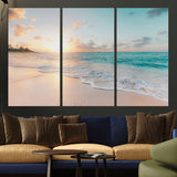 94538225-MGV-CV-36X24-Beach Sunset Wall Art Canvas Print, Framed Ocean Waves Art Picture Print, Summer Escape Perfect Coastal Serenity Decor Artwork