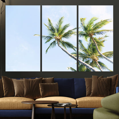 54719115-MGV-CV-36X24-Palm Trees Wall Art Canvas Print, Framed Tropical Aesthetic Art Picture Print, Coastal Serenity Perfect Tropical Minimalist Decor