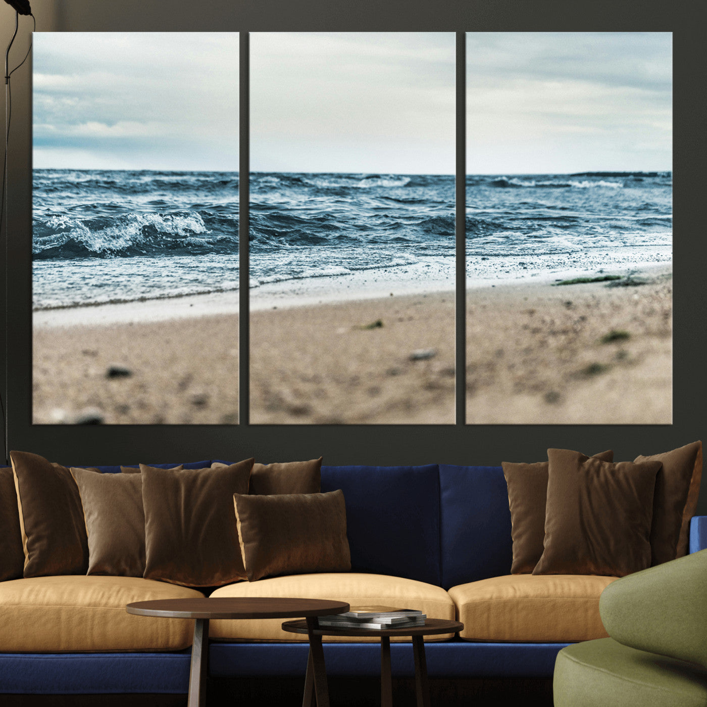 81812590-MGV-CV-36X24-Ocean Wall Art Wall Art Canvas Print, Framed Coastal Canvas Art Picture Print, Moody Seascape Perfect Coastal Minimalist Decor