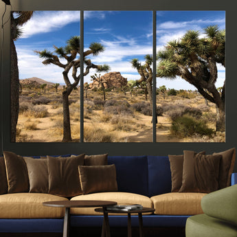 25722592-MGV-CV-36X24-Joshua Tree Desert Wall Art Canvas Print, Framed Southwestern Nature Art Picture Print, Rustic Earth Tones Perfect Southwestern