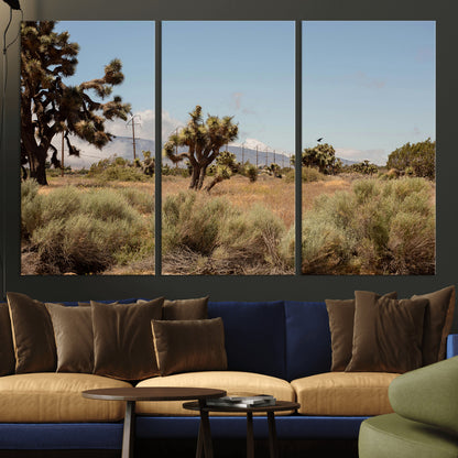 16114018-MGV-CV-36X24-Joshua Tree Wall Art Canvas Print, Framed Desert Landscape Art Picture Print, Mountain Horizon Perfect Southwestern Boho Decor