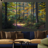 65810864-MGV-CV-36X24-Autumn Forest Wall Art Canvas Print, Framed Fall Woodland Art Picture Print, Golden Leaves Perfect Rustic Farmhouse Decor Artwork