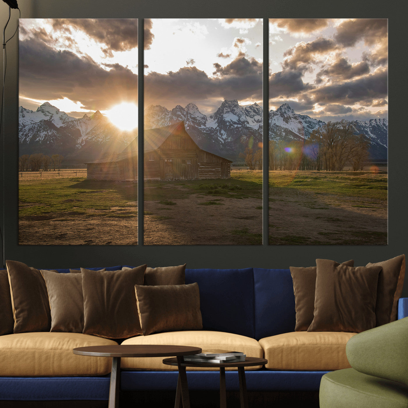 52555760-MGV-CV-36X24-Snowy Peaks Wall Art Canvas Print, Framed Nature Escape Art Picture Print, Rustic Charm Perfect Rustic Western Decor Artwork