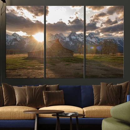 52555760-MGV-CV-36X24-Snowy Peaks Wall Art Canvas Print, Framed Nature Escape Art Picture Print, Rustic Charm Perfect Rustic Western Decor Artwork