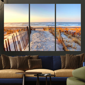 73351887-MGV-CV-36X24-Ocean Sunset Wall Art Wall Art Canvas Print, Framed Nautical Photography Art Picture Print, Summer Beach House Decor Perfect