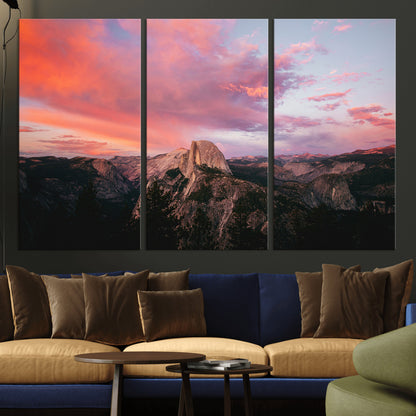 32786115-MGV-CV-36X24-Half Dome Wall Art Canvas Print, Framed Yosemite National Park Art Picture Print, Dramatic Sunset Perfect Adventurous Wilderness