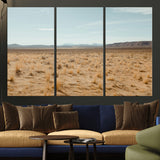 55918919-MGV-CV-36X24-Desert Landscape Wall Art – Golden Grass Plains and Mountain Horizon Canvas Print, Southwest Nature Photography Decor for Living