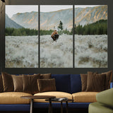 41674074-MGV-CV-36X24-Bison Wall Art – American Buffalo Wildlife Photography Canvas Print, Western Mountain Landscape Artwork Rustic Nature Decor for